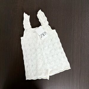 Zara White Crochet Romper